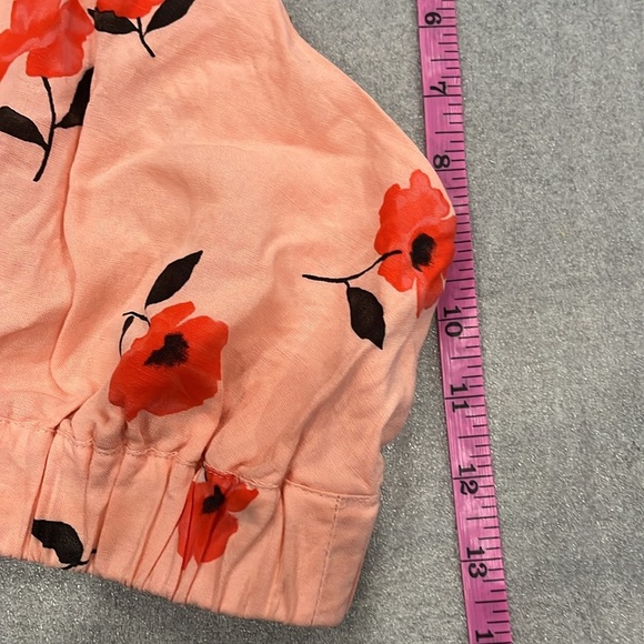 [XS]Zara Crop Top Coral Floral Print Linen-Blend Halter Neck - Picture 8 of 8